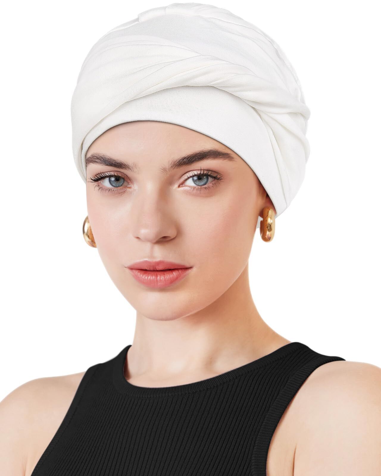 9916 Cancer Slip On Headwear Turbans Hair Loss White